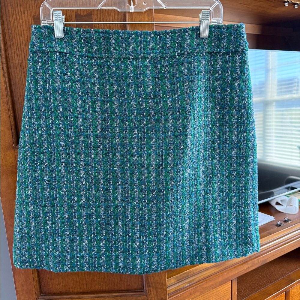 J. Crew Factory Green Tweed Mini Skirt